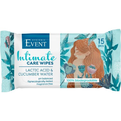 Event интимни влажни кърпи с вода от краставица и млечна киселина (15 бр.)