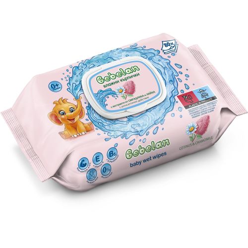 Bebelan влажни кърпи смрадлика и лайка, бебешки, с капак (80 бр.)