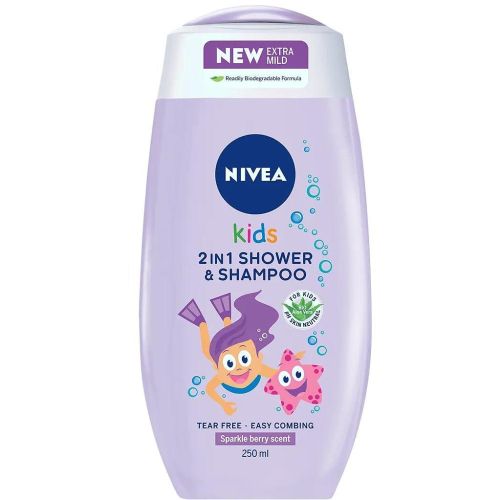 Nivea Kids 2в1 душ гел и шампоан, момичета (250 мл)