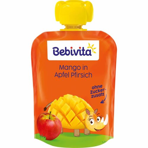Bebivita плодова закуска ябълка, праскова и манго (90 г)