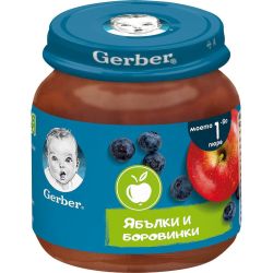 Gerber пюре от ябълки и боровинки (125 г)