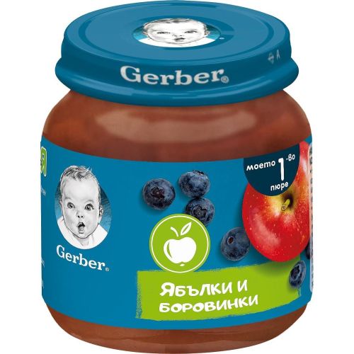 Gerber пюре от ябълки и боровинки (125 г)