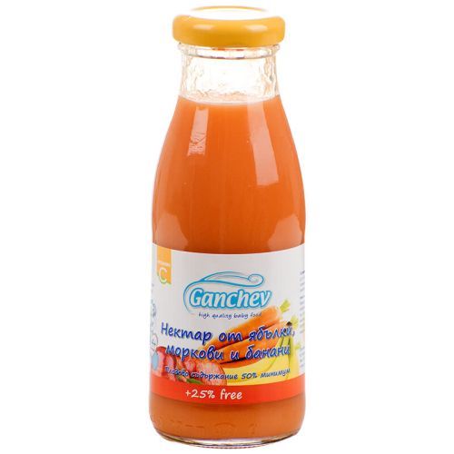 Ганчев нектар от ябълка, морков и банан (250 мл)