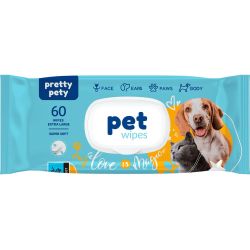 Pretty Pety влажни кърпи за домашни любимци (60 бр.)