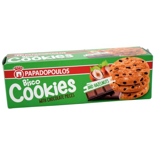 Papadopoulos Bisco Cookies бисквити с лешник и парченца шоколад (180 г)