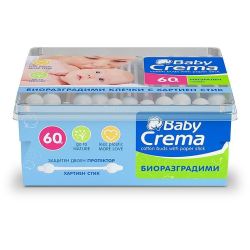 Baby Crema бебешки клечки за уши с протектор (60 бр.)