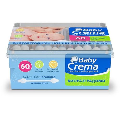 Baby Crema бебешки клечки за уши с протектор (60 бр.)