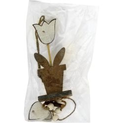 Декорация от дърво лале в сасция, 40 см (1 бр.)