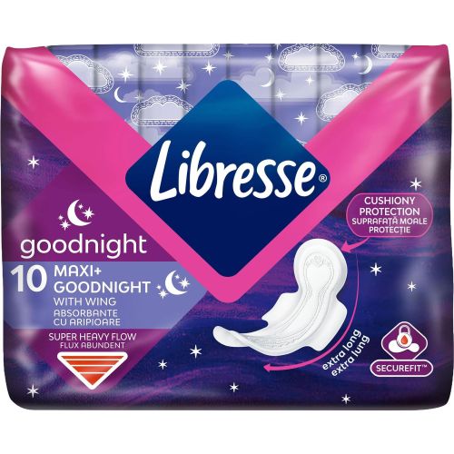 Libresse Goodnight Maxi+ с крилца, дамски превръзки (10 бр.)