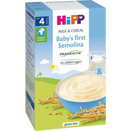 Hipp пребиотик инстантна млечна каша, първа каша на бебето, без глутен, 4+ месеца (250 г)