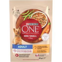 Purina One Mini Adult храна за кучета с пиле и моркови, пауч (85 г)