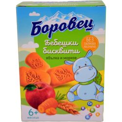 Боровец бебешки бисквити ябълка и морков, 6+ месеца (100 г)