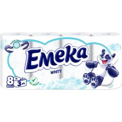 Emeka тоалетна хартия, трипластова, бяла (8 бр.)