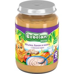 Bebelan пюре банан, манго и овесени ядки, 8+ месеца (190 г)