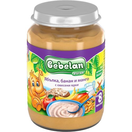 Bebelan пюре банан, манго и овесени ядки, 8+ месеца (190 г)