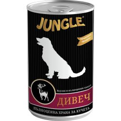 Jungle храна за кучета с късчета дивечово месо, консерва (1250 г)