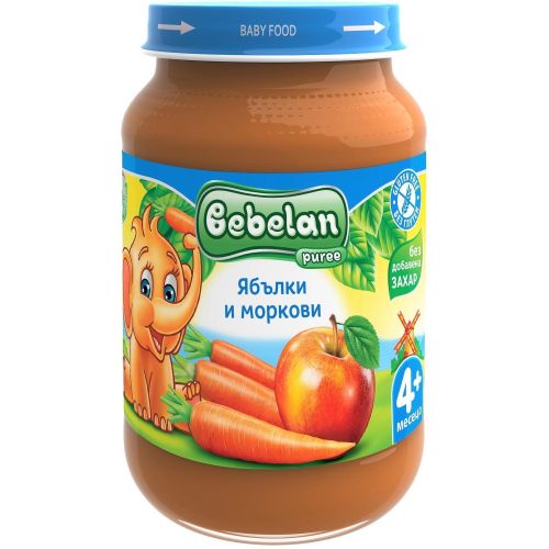 Bebelan пюре ябълки моркови и витамин C, над 4 месеца (190 г)