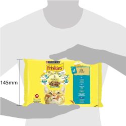 Purina Friskies Adult пауч храна за котка с хапки сьомга в сос, 4 бр. х 85 г (340 г)
