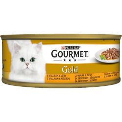 Purina Gourmet Gold храна за котки в зряла възраст, двойно удоволствие, заек и дроб (85 г)