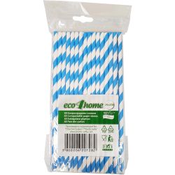 eco4home хартиени сламки сини, ф6 мм / 20 см (48 бр.)