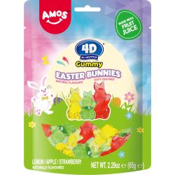 Amos 4D Gummy Mix Easter Friend and Easter Bunnies лимон, ябълка и ягода (65 г)