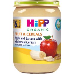 Hipp био пълнозърнеста каша с ябълки и банани (190 г)