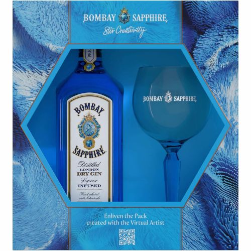 Bombay Sapphire джин с една копа чаша (1 л)