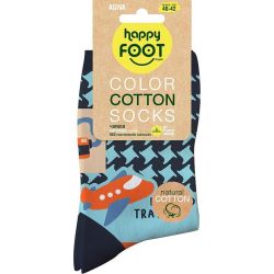 Happy Foottopia чорапи син травел памук 80%, размер 35 - 38 (1 бр.)