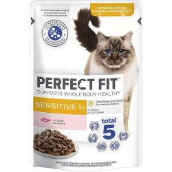 Perfect Fit Sensitive пауч храна за котки със сьомга (85 г)