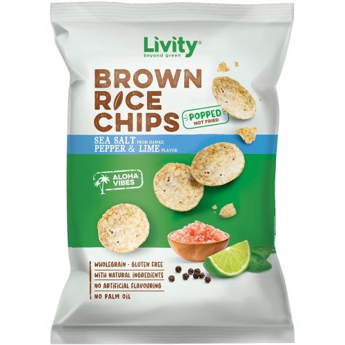 Livity оризов чипс хавайска сол, черен пипер и лайм (60 г)