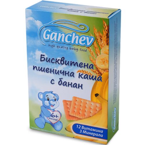 Ганчев бисквитена пшенична каша с банан (200 г)