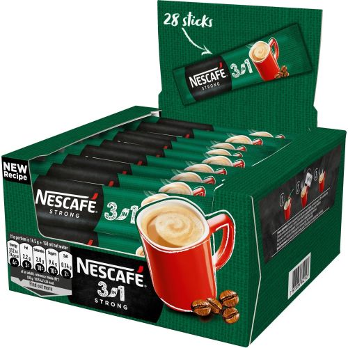 Nescafe 3in1 Strong разтворимо кафе силно, 28 бр. х 17 г (306 г)