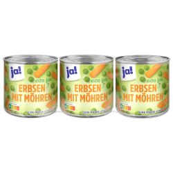 JA! грах с моркови есктра крехък, 3 бр. х 212 мл (390 мл)