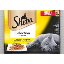 Sheba пауч птичи ястия, храна за котки, 4 бр. х 85 г (340 г)