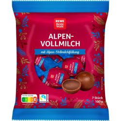 REWE мини топчета с млечен шоколад и млечен пълнеж (100 г)