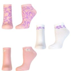 Happy Foottopia Color къси чорапи, памук, розови, детелени, 3 бр., Размер 35 - 38 (1 бр.)