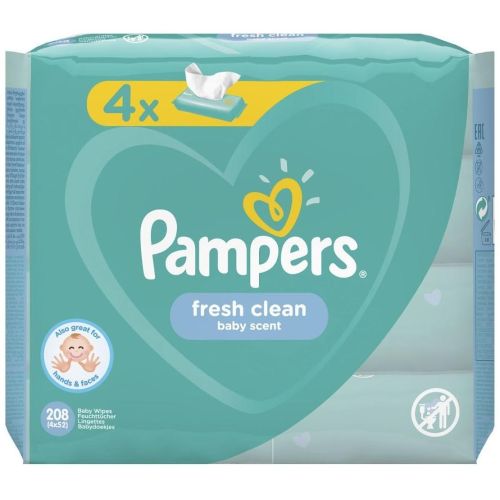 Pampers Fresh влажни кърпички, 4 х 52 бр. (208 бр.)