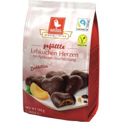 Weiss меденки сърца с кайсиев пълнеж и натурален шоколад (150 г)