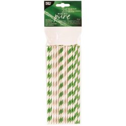 Papstar Pure хартиени сламки 6 мм, 20 см, райе (25 бр.)