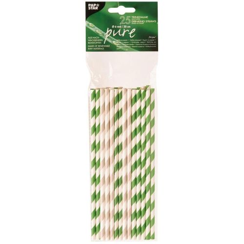 Papstar Pure хартиени сламки 6 мм, 20 см, райе (25 бр.)