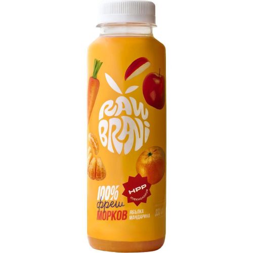 Raw Brani фреш ябълка, моркови и мандарина (330 мл)