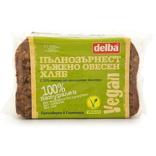 Delba веган пълнозърнест ръжено овесен хляб (300 г)
