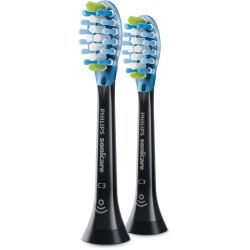 Philips Sonicare глави за четки за зъби анти плака, черни, 1 бр. (2 бр.)