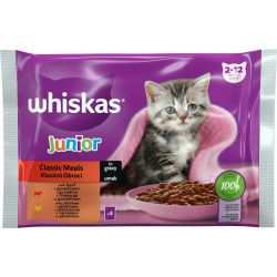 Whiskas Junior Pouch подбрани меса, храна за котки, 4 бр. х 85 г (340 г)