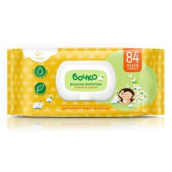 Бочко бебешки влажни кърпички памук и лайка (84 бр.)