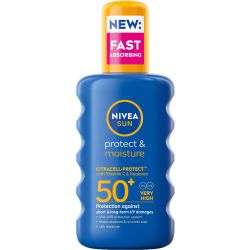Nivea Sun Protect & Moisture слънцезащитен спрей, SPF50+ (200 мл)