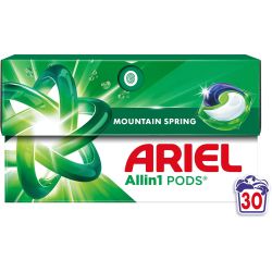 Ariel AllIn1 Pods Mountain Spring капсули за бяло пране планинска пролет, 30 пранета (30 бр.)