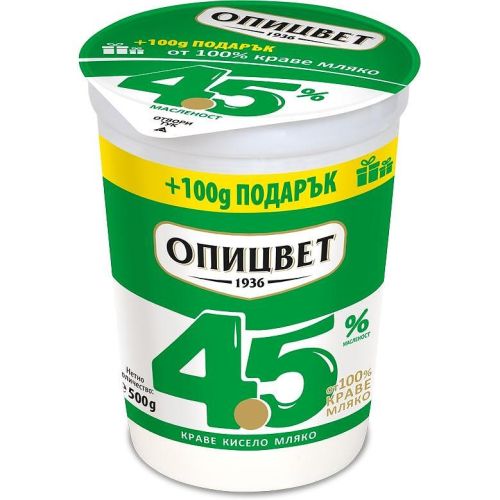 Опицвет краве кисело мляко 4.5%, 400 г + 100 г (500 г)