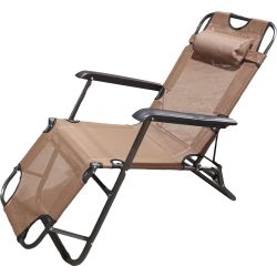 Къмпинг шезлонг 125 см х 60 см х 78 см, кафяв (1 бр.)