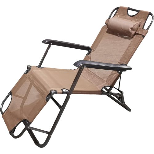 Къмпинг шезлонг 125 см х 60 см х 78 см, кафяв (1 бр.)